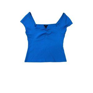 Halogen Cap Sleeve Sweetheart Neck Top Blue Sz- Med NWT.